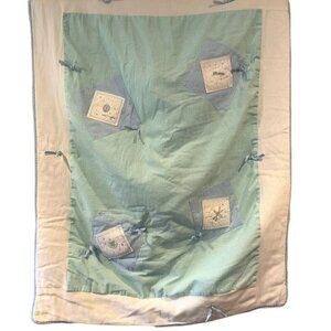 Ethan Allen Baby Quilt Gingham Seersucker Patchwork With Insect Embroidery 40x32